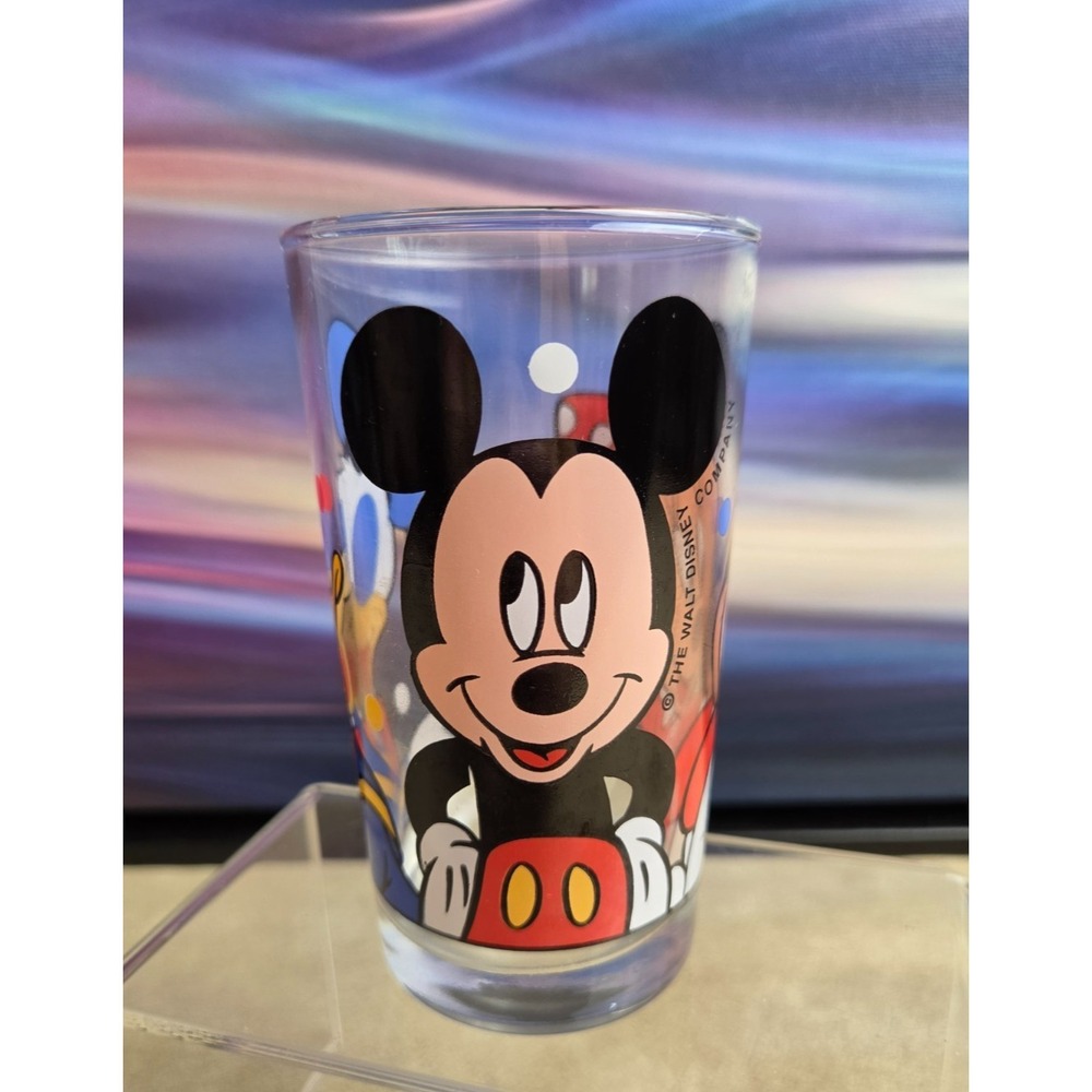 Vintage DISNEY Mickey Mouse, Minnie Mouse, and Donald Duck Juice Glass - HTF